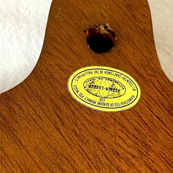 Vtg Action Lobeco Monkey Pod Wood Cutting Board Hand Painted Fruit Phiippines - Picture 4 of 5